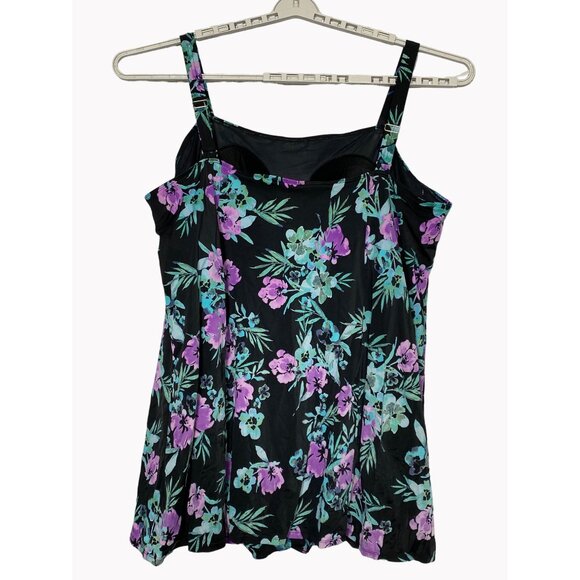 Swimsuits For All sz 34 Plus Floral Fit & Flare Swim Dress Built In Wireless Bra - Picture 2 of 8